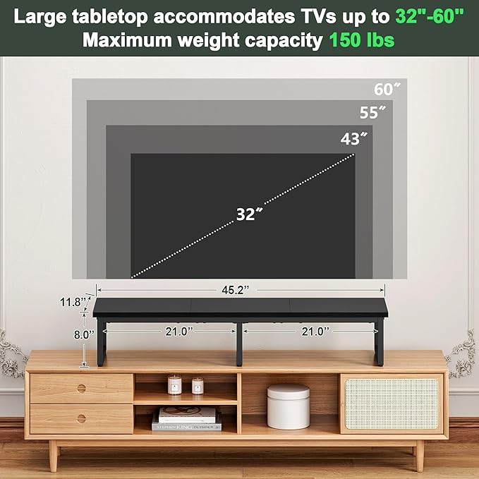 Clikuutory 45" Large TV Riser for 32-60 inch TVs, Tabletop Stand - Image 4