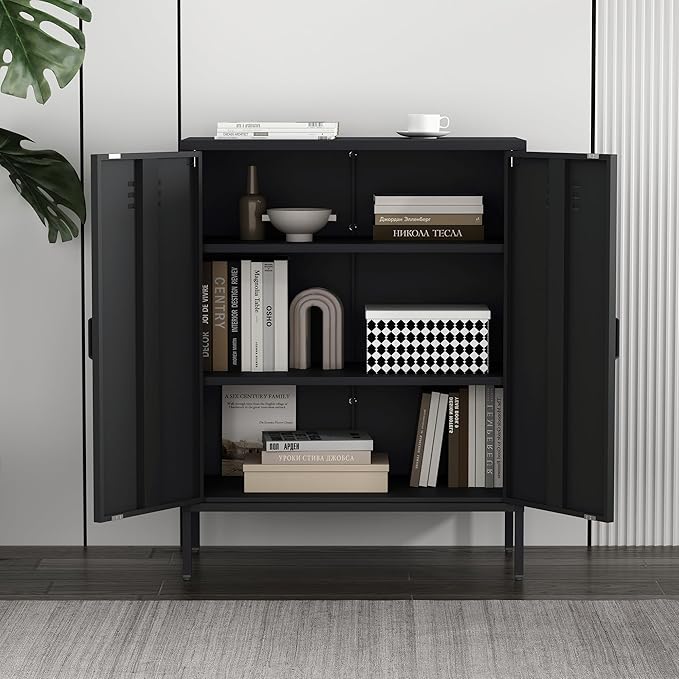 Manhattan Comfort Naomi Modern Metal Accent Cabinet, Minimalist Storage Cabinet - Image 5