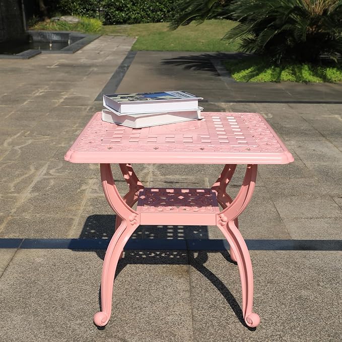 Cast Aluminum Outdoor Side Table, Small Patio Table, Outdoor Coffee Tables - Image 2
