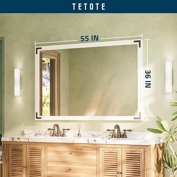 TETOTE 55 x 36 White Wood Mirror - Image 7