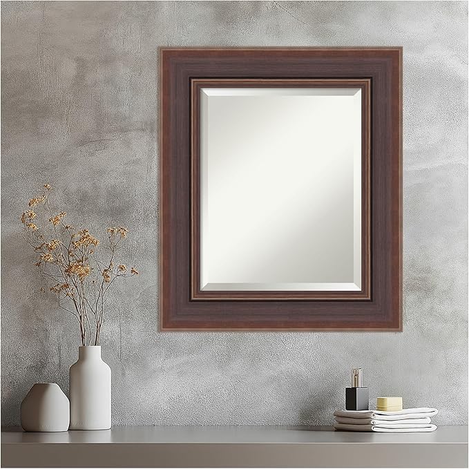 Amanti Art Brown Wall Mirror 28x24 Moab Brown Bronze Rectangle Bathroom Mirror - Image 6