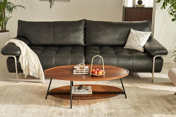 Shrine Glass Coffee Table, Glass and Wood Table, 43.3" D x 21.6" W x 15.7" H - Image 4