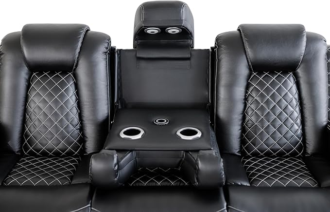 Ball & Cast Power Recliner Sofa Set Leather Reclining Sofa Set Living Room - Image 7