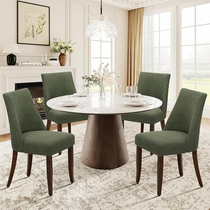 COLAMY Upholstered Dining Chairs Set of 4, Mid Century Modern Kitchen Chairs by COLAMYINC