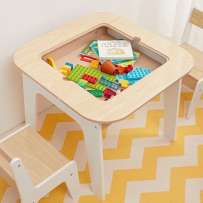 Toffy & Friends Wooden Storage Table and Chairs Set, 3-Piece Set, Activity - Image 5