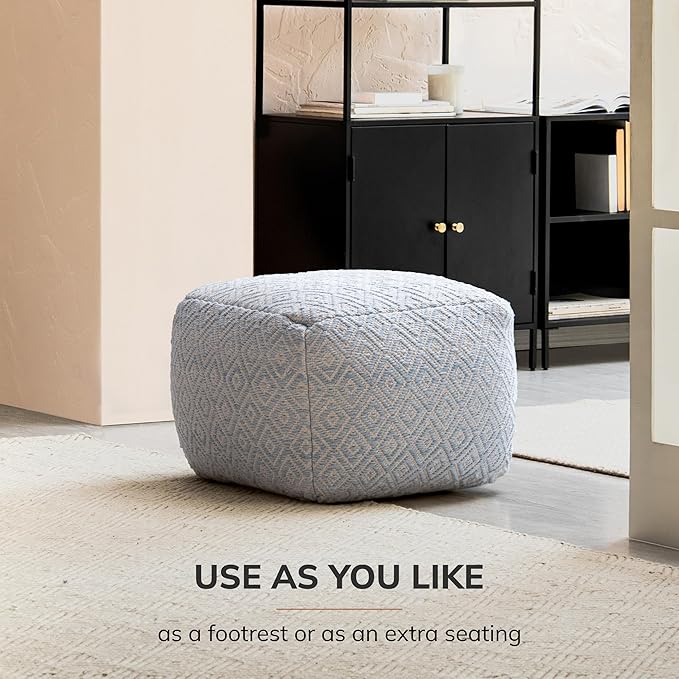 Anji Mountain 22"x22"x16" Handmade & Handcrafted Ottoman Pouf Comfortable Pouf - Image 7