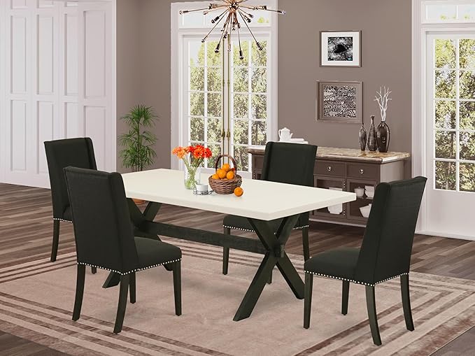 East West Furniture X627FL624-5 5 Piece Dining Set Includes a Rectangle Dining - Image 2