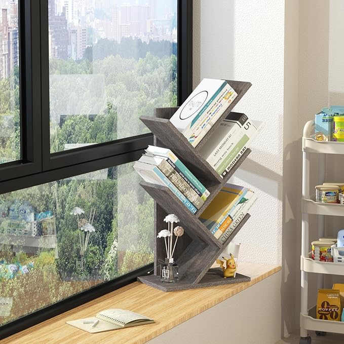 5 Tier Tree Book Shelf, Small Desktop Bookshelf - Image 6