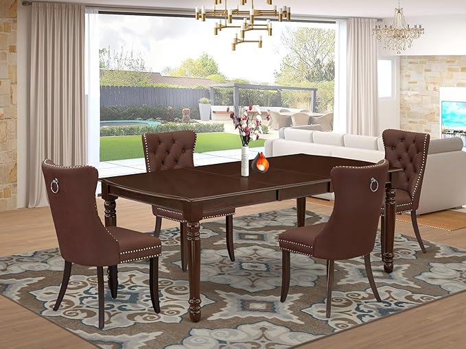 East West Furniture DODA5-MAH-26 5 Piece Dinette Set Consists of a Rectangle - Image 2