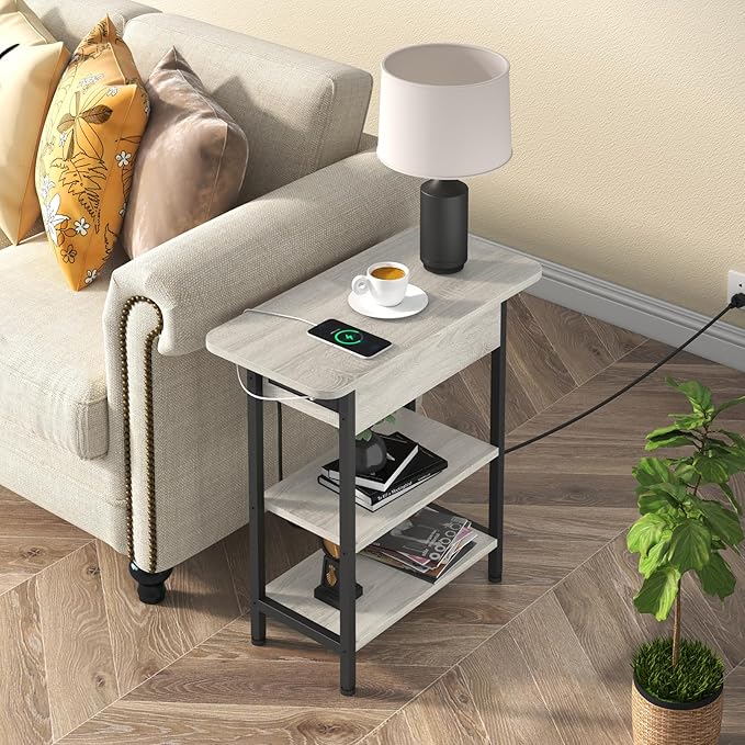 LIDYUK End Table with Charging Station, Nightstands Set of 2 - Image 2