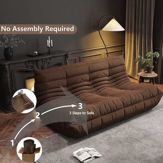 Bean Bag Chairs for Adults, BeanBag Reading Chair Memory Foam Couch 3-Seater - Image 5