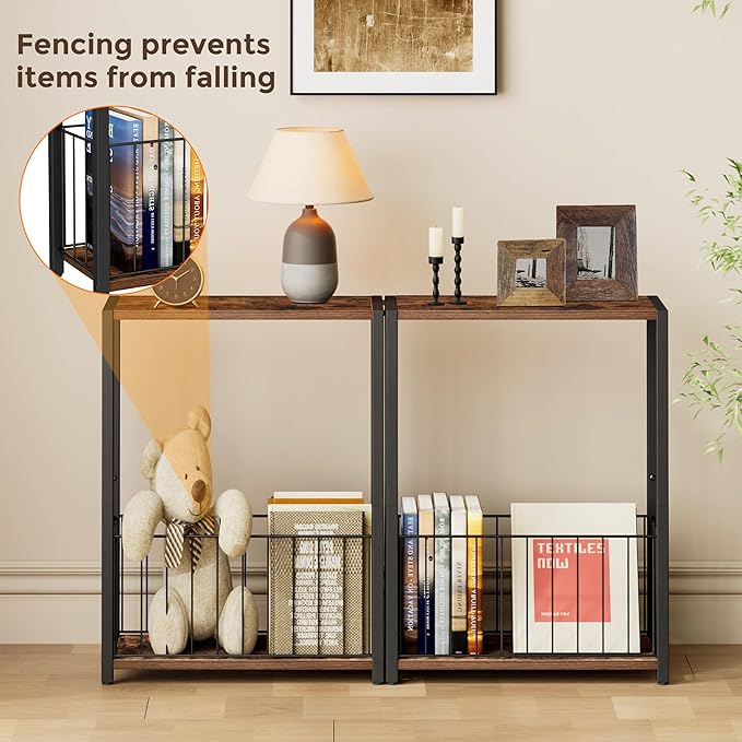 Narrow Side Table with Magazine Holder, Skinny End Table Perfect - Image 4