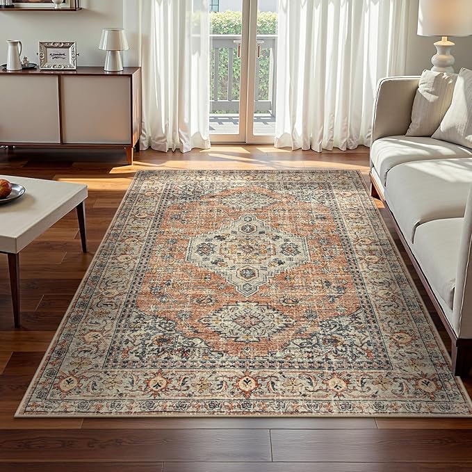 Lahome Oriental Washable Rugs for Living Room, 4x6 Bedroom Area Rug Ultra-Thin - Image 3