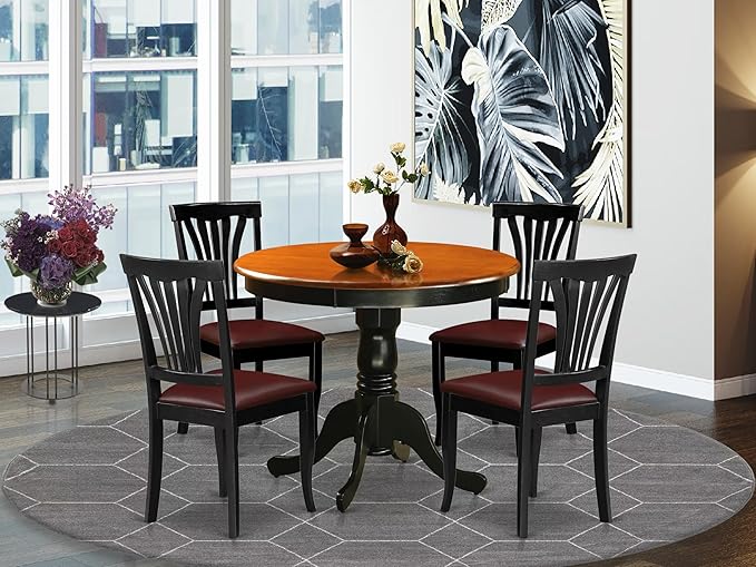East West Furniture ANAV5-BLK-LC 5 Piece Dinette Set - Image 2