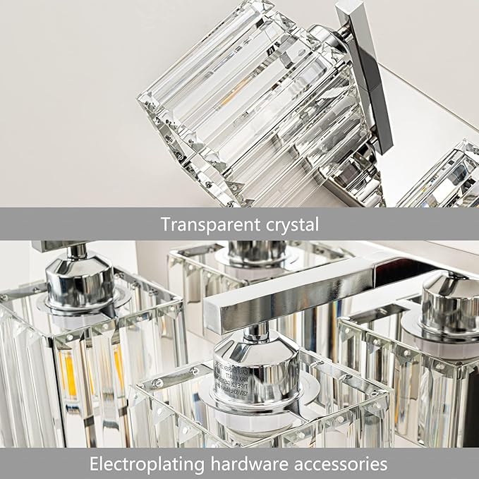Modern 4-Light Chrome Crystal Bathroom Vanity Light Fixtures - Image 4