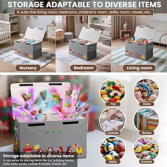 80L Large Toy Storage Box with Lid, Large Toy Box Chest - Image 5