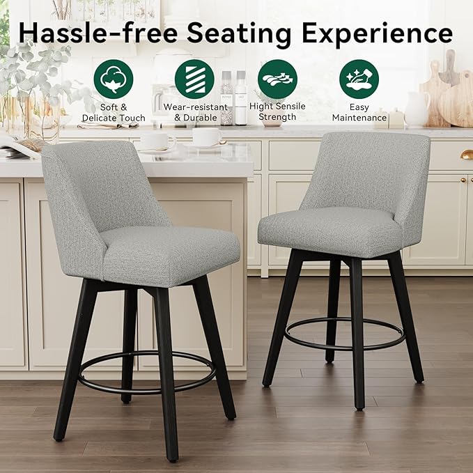 Vipbear Swivel Counter Height Bar Stools Set of 6, 26.8" H Counter Stools - Image 3