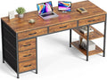 Huuger Computer Desk with 6 Drawers, 54 Inch Office Desk with Shelves, by Huuger