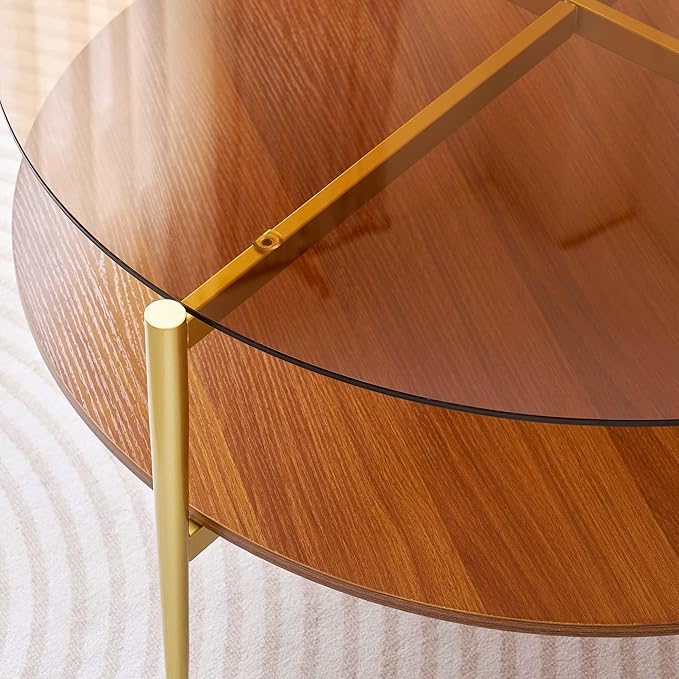 Extra Large Round Coffee Table, Mid-Century Modern Design, D34 x H17 in - Image 6