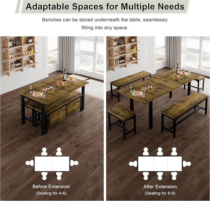 Feonase 5-Piece Dining Table for 4-8 People, Dining Room Table - Image 4