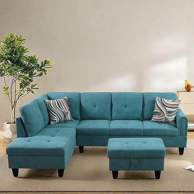 NAYSAYE Sectional Couch with Ottoman Storage, L Shaped Couch Sofa Furniture Sets - Image 3