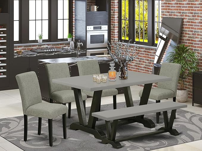 East West Furniture V696AB106-6 6 Piece Modern Dining Table Set Contains a - Image 2