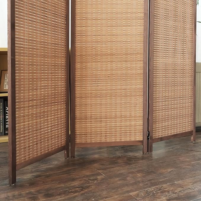 3 Panel Room Divider and Folding Screen Room Divider, Bamboo Room Divider Screen - Image 5