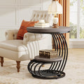 Tribesigns Round End Table: 2 Tiers Wood Side Table by Tribesigns
