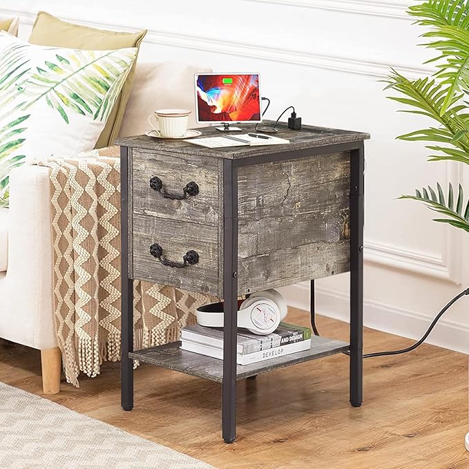 VECELO End Tables, Narrow Nightstands - Image 2