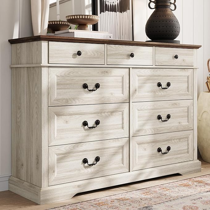 LINSY HOME Farmhouse 9 Drawers Dresser by LINSYHOME
