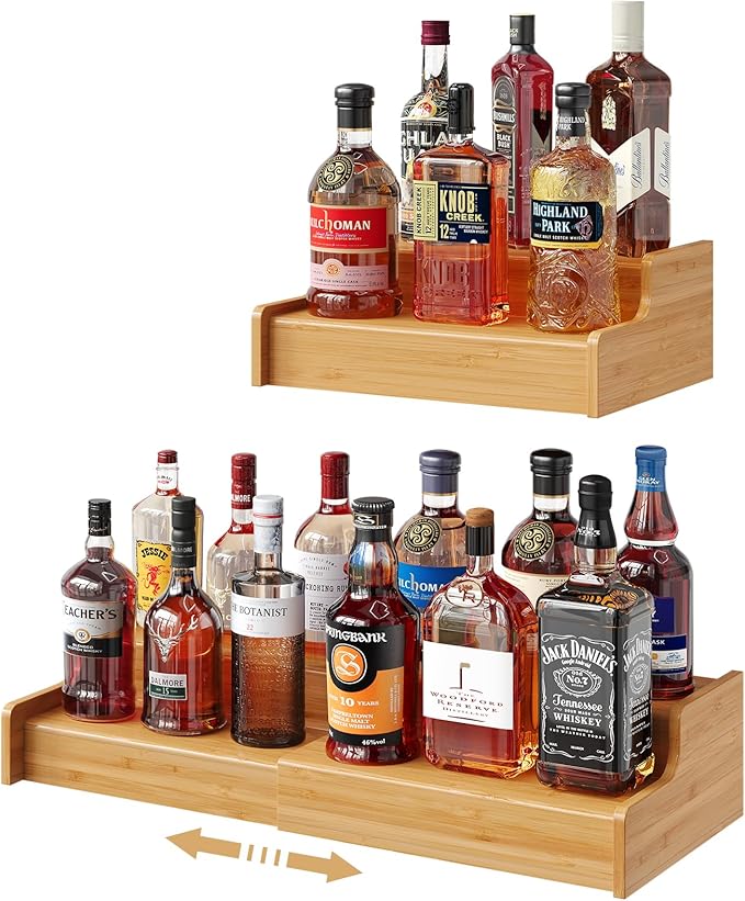 X-cosrack Expandable Liquor Bottle Display Shelf, Tabletop Wine Rack, by X-cosrack