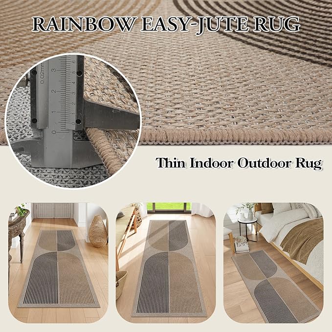 Lahome Modern Rainbow Easy Jute Rug, 2x6 Kitchen Runner Washable Rug Runners - Image 5