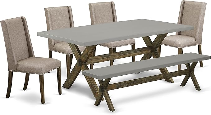 East West Furniture X797FL716-6 6 Piece Dining Table Set Contains a Rectangle - Image 2