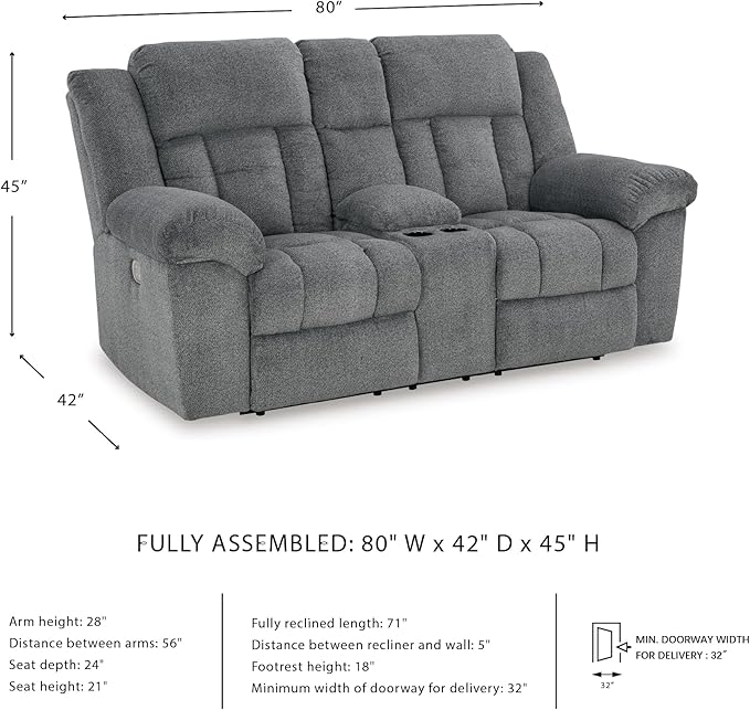 Signature Design by Ashley Tip-Off Modern Wall Hugger Power Reclining Loveseat - Image 3