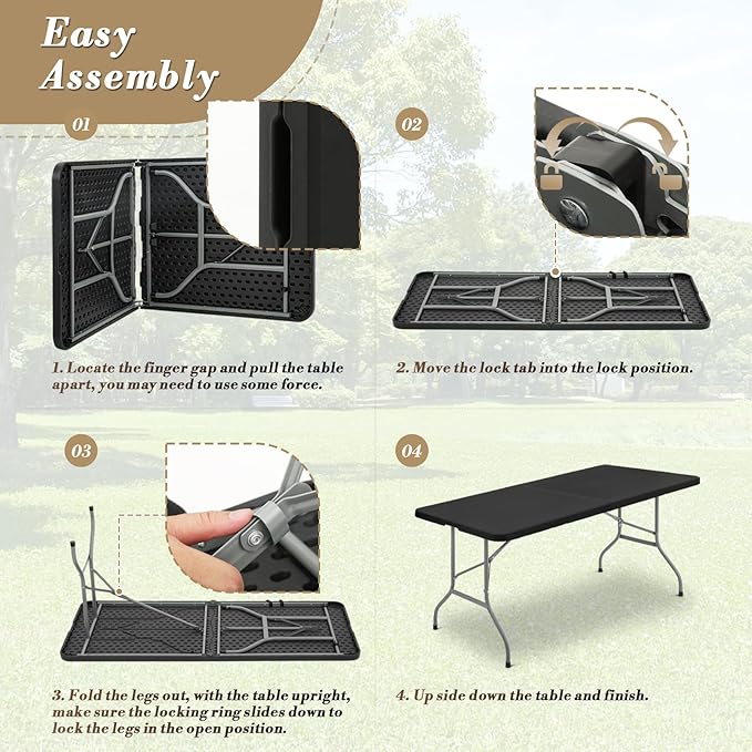 Athena Collection 6 ft Square Folding Dining Table, Large Plastic Foldable - Image 4