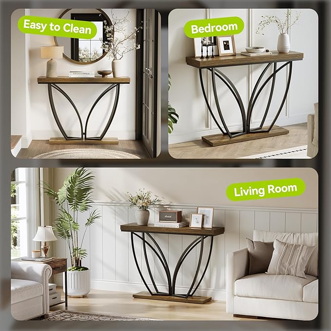 LITTLE TREE Sofa Table, 41.3 Inch Industrial Behind Couch Furniture, Narrow - Image 8