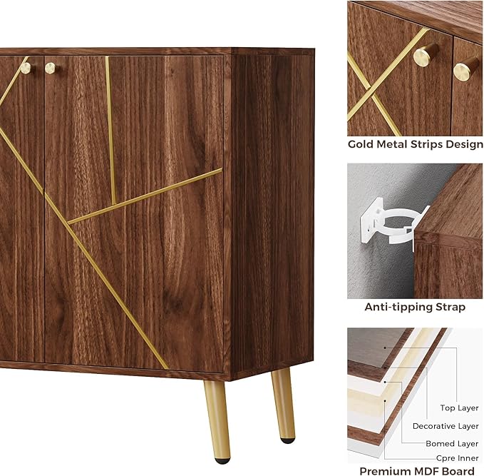 Storage Cabinet, Free Standing Buffet Cabinet, Morden Sideboard and Buffet - Image 5