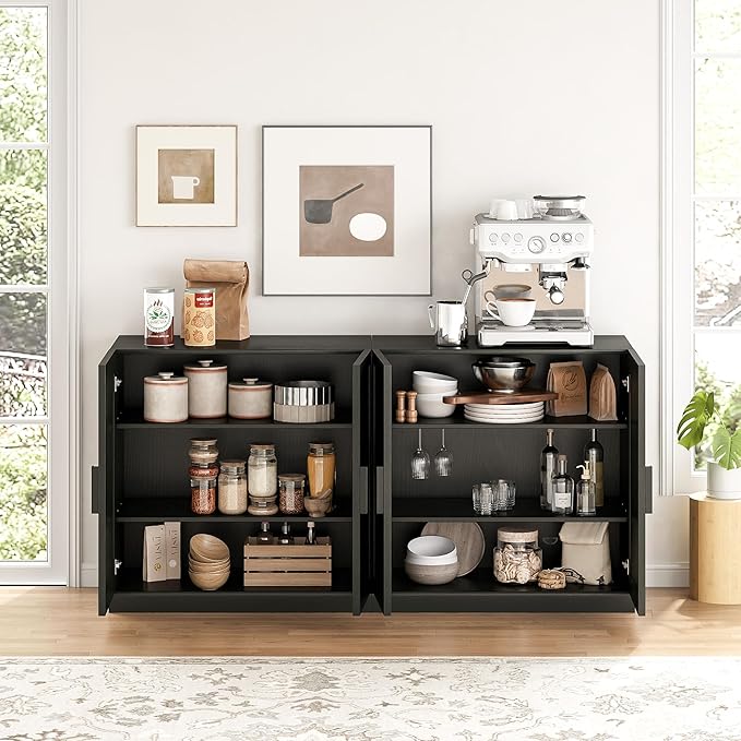 Buffet Cabinet, 4-Doors Sideboard Cabinet - Image 8