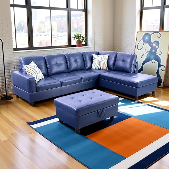 Couches for Living Room PU Leather L Shaped Couch Comfy 3 Pieces Sectional Sofa - Image 4