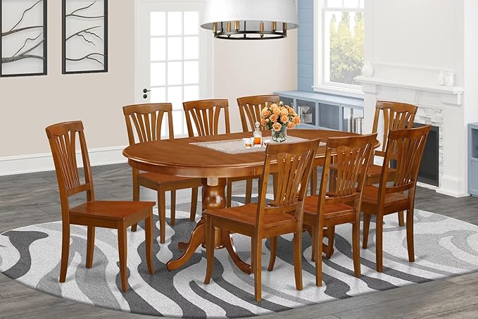 East West Furniture PLAV9-SBR-W 9 Piece Dining Room Furniture Set Includes an - Image 2