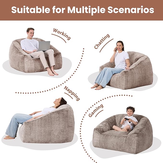 Bean Bag Chairs for Adults, Giant Beanbag Sofa Comfy Reading Chair, Oversized - Image 7