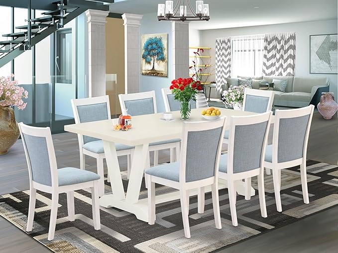 East West Furniture V027MZ015-9 9 Piece Kitchen Table & Chairs Set Includes a - Image 2