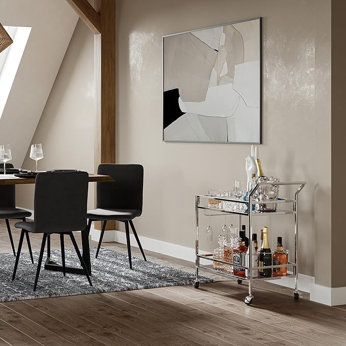 SIMPLIHOME Watts Modern 26 inch Wide Bar Cart in Chrome - Image 2
