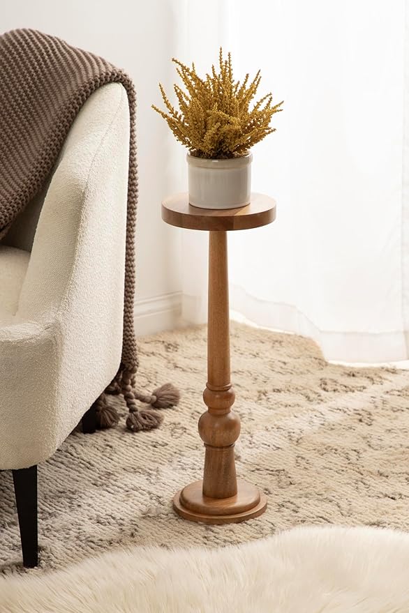 Kate and Laurel Wegner Transitional Wooden Round Drink Table, Natural Wood - Image 2