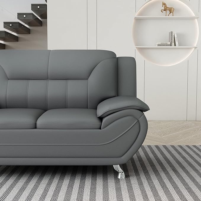 Container Furniture Direct Michael Modern Faux Leather Upholstered Stainless - Image 6