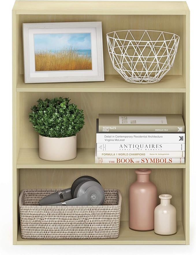Furinno Pasir 3-Tier Open Shelf Bookcase, Steam Beech - Image 4