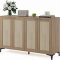 Sideboard Buffet Cabinet with Storage, 4 Doors Rattan Kitchen Cabinet with by Unknown