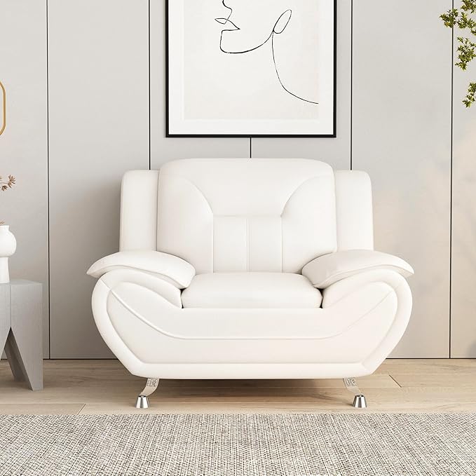 Container Furniture Direct Michael Modern Faux Leather Upholstered Stainless by ContainerDirect