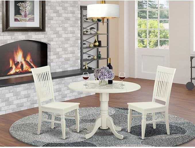 East West Furniture DLWE3-WHI-W 3 Piece Dinette Set - Image 6