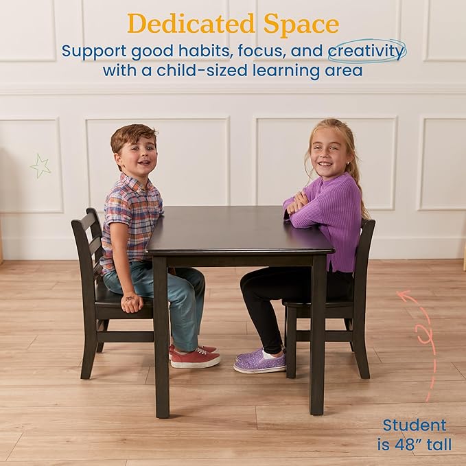 ECR4Kids 24in x 36in Rectangular Hardwood Table and Chair Set, 12in Seat Height - Image 4